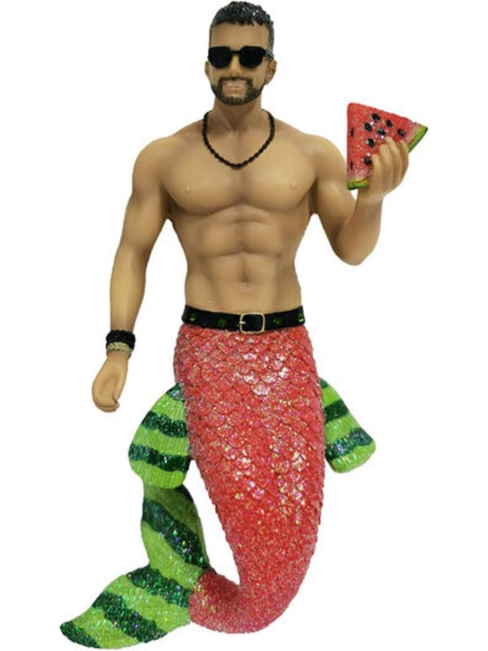 Big Melon Merman Ornament - Unique Holiday Decor, Coastal Christmas Decor